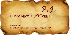 Puchinger Györgyi névjegykártya
